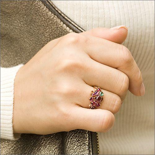 ワインの香り  マルチカラーリング PT900 K18 K10対応  春色ピンクの画像