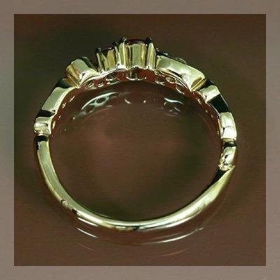 レディッシュサファイア ダイヤモンド リング フルエンテ PT900 K18 K10対応 誕生石 4月 9月の画像