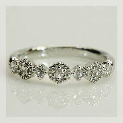 詰込福袋 開催中 ローズカットダイヤモンド ヘキサゴン リング 誕生石 4月 PT900 K18 K10対応