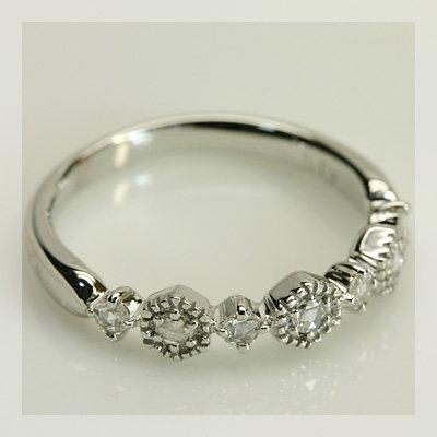 ローズカットダイヤモンド ヘキサゴン リング 誕生石 4月 PT900 K18 K10対応の画像