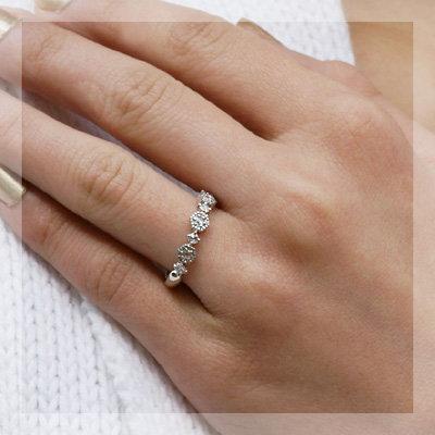 ローズカットダイヤモンド ヘキサゴン リング 誕生石 4月 PT900 K18 K10対応の画像