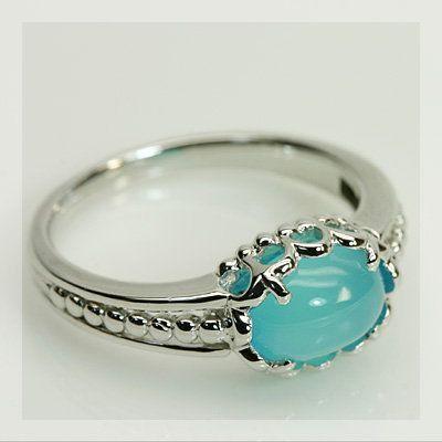 シーブルーカルセドニー コリドール リング PT900 K18 K10対応 4c1p  