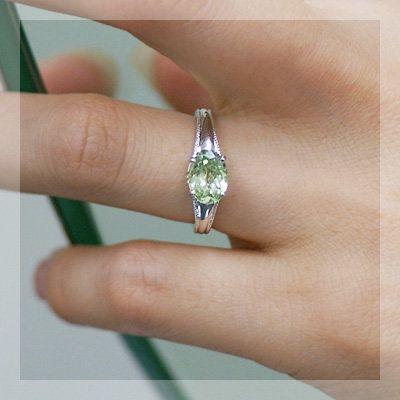 ミントグリーンガーネット リング ラフィネ PT900 K18 K10対応 誕生石 1月の画像