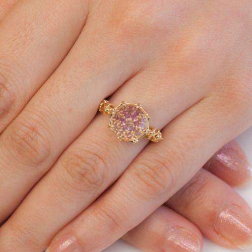 ローズカット　リング K10ラブラドライト ラウンドローズカット リング（リング