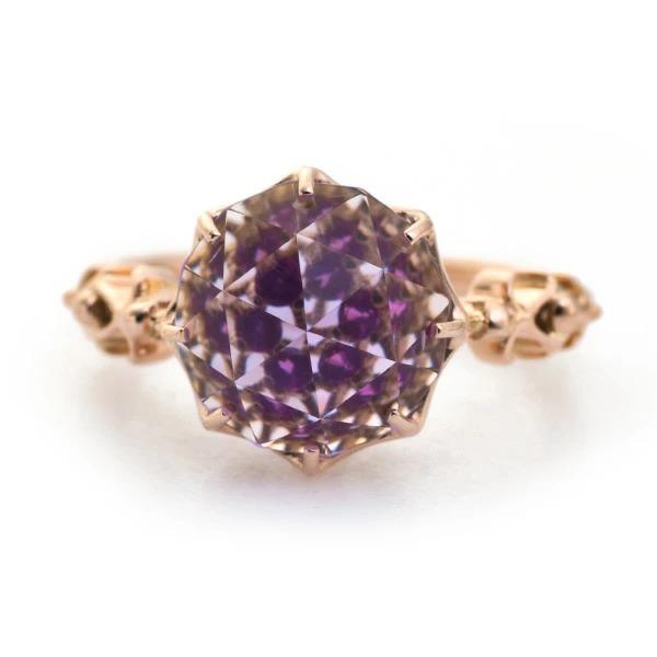 ローズカット カラーストーン ワンダーランド リング PT900 K18