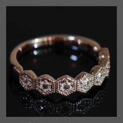 ローズカットダイヤモンド ハニカム” リング 誕生石 4月 PT900 K18 K10対応の画像