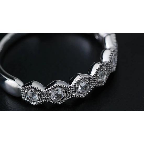 ローズカットダイヤモンド ハニカム” リング 誕生石 4月 PT900 K18 K10対応の画像
