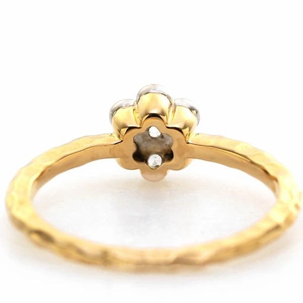 PT900 コンビ　ローズカットダイヤ カメリア リング K18 K10対応 誕生石 4月の画像