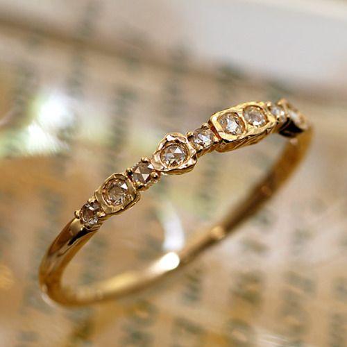 ローズカットダイヤリング マルジャーナ PT900 K18 K10対応 誕生石 4月