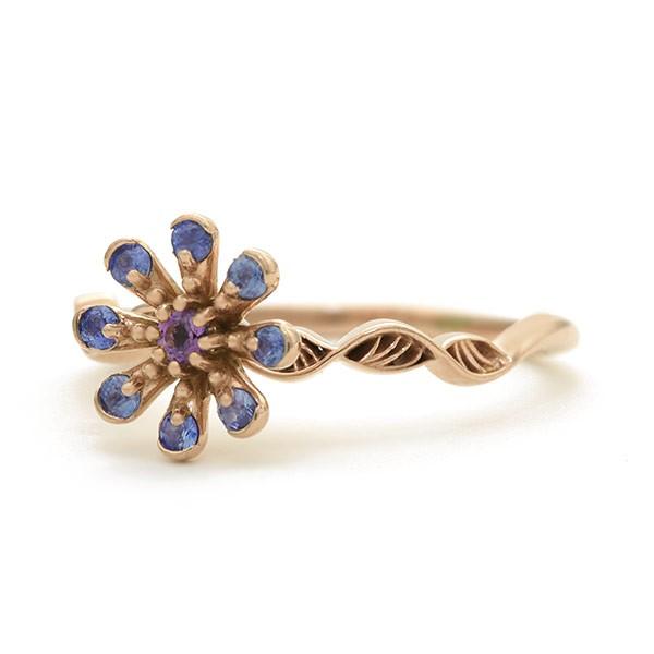 ブルーサファイア アメシストリング マーガレット  PT900 K18 K10対応 誕生石 2月 9月 |  | 01