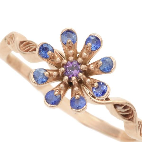 ブルーサファイア アメシストリング マーガレット  PT900 K18 K10対応 誕生石 2月 9月 |  | 03