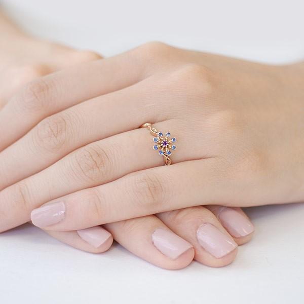 ブルーサファイア アメシストリング マーガレット  PT900 K18 K10対応 誕生石 2月 9月 |  | 04