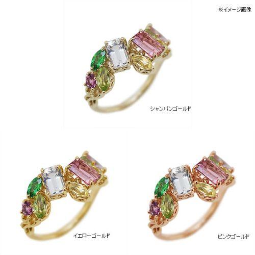 ピンクトルマリン ラブラドライト マルチカラーストーンリング ソーレ 誕生石 10月 春色ピンク PT900 K18 K10対応の画像