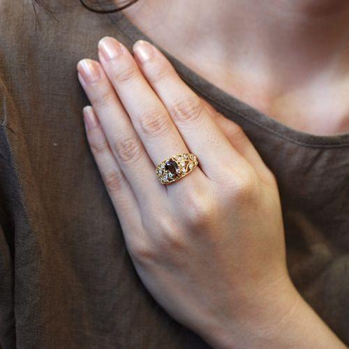 多色性が美しい アンダリューサイト ダイヤモンド リング ニュー  