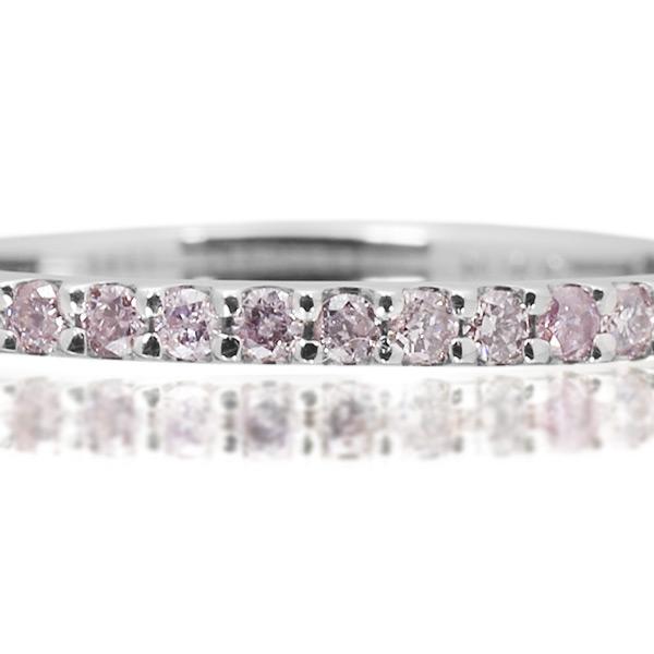 数量限定 桜カラーピンクダイヤモンド 究極のストレートリング 指輪 誕生石4月 PT900 K18 K10対応の画像