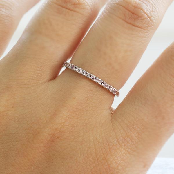 数量限定 桜カラーピンクダイヤモンド 究極のストレートリング 指輪 誕生石4月 PT900 K18 K10対応の画像