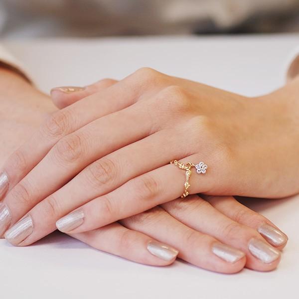 PT900 K18、K10コンビ ローズカットダイヤ「フラワー