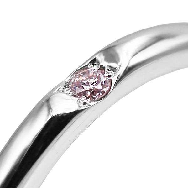 シンプルが輝くスタイル 桜カラー ピンクダイヤモンド リング PT900 K18 K10対応 春色ピンクの画像