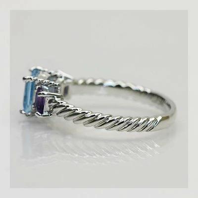 さわやかカラーでクールに ブルートパーズ アメシストリング 誕生石 2月 11月 PT900 K18 K10対応の画像