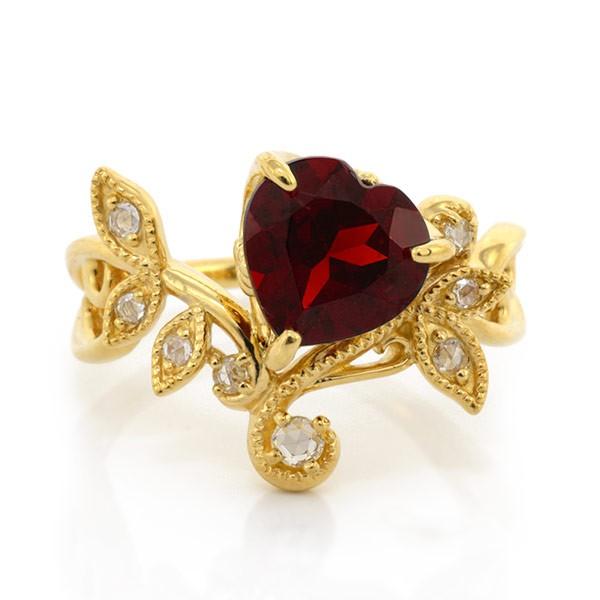 ガーネット ローズカットダイヤモンド リング シャレ PT900 K18 K10