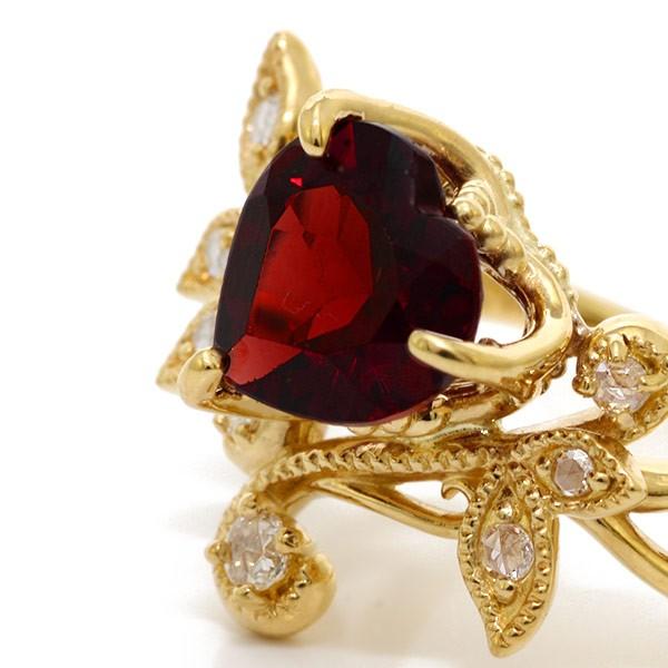 ガーネット ローズカットダイヤモンド リング シャレ PT900 K18 K10