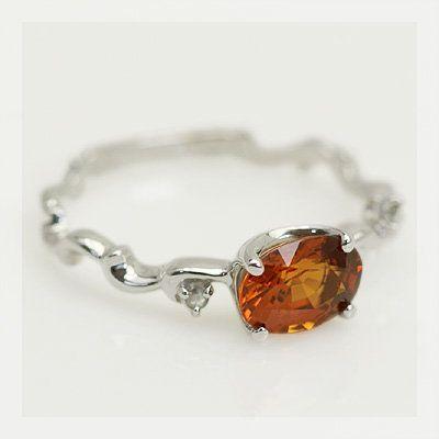 スペサタイトガーネット ローズカットダイヤモンド リング プリマ PT900 K18 K10対応 誕生石 1月の画像