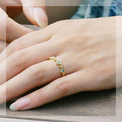 ネオンブルートパーズ エスプリ リング PT900 K18 K10対応 誕生石 11月の画像