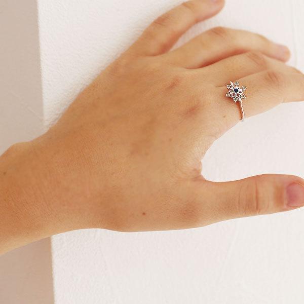 ブルーサファイア ローズカットダイヤモンド リング スノーフレイク