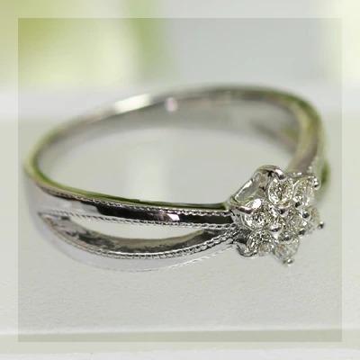 ダイヤモンド7石フラワーミル打デザインリング PT900 K18 K10対応 誕生石 4月の画像