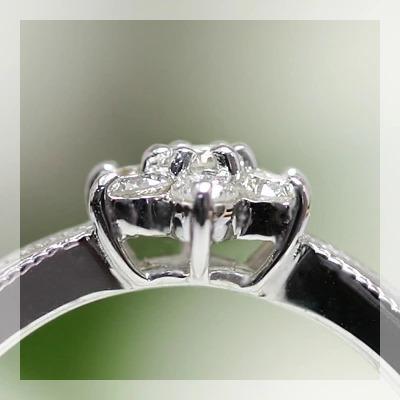 ダイヤモンド7石フラワーミル打デザインリング PT900 K18 K10対応 誕生石 4月の画像