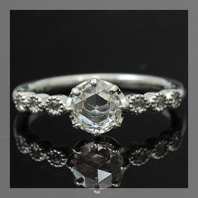 リング 指輪 5.5mmで魅せる ローズカットダイヤモンド エレガンツァ リング 誕生石 4月 PT900 K18 K10対応｜benebene