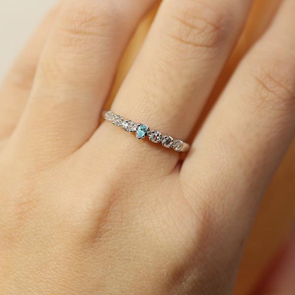 パライバトルマリン ペアシェイプ ローズカットダイヤモンド リング カリーノ 指輪 PT900 K18 K10対応の画像