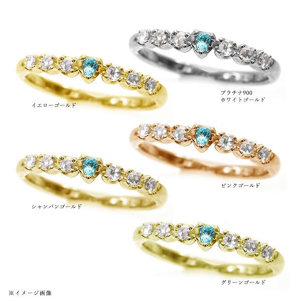パライバトルマリン ペアシェイプ ローズカットダイヤモンド リング カリーノ 指輪 PT900 K18 K10対応の画像