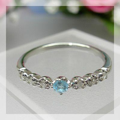 人気 指先で美しく煌めく ブルートパーズ ダイヤモンドリング 誕生石 4