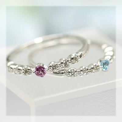 バイオレットサファイア ダイヤモンド リング 誕生石 4月 9月 PT900 K18 K10対応の画像