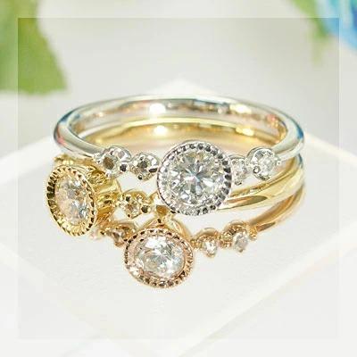 グレードダイヤモンド ローズカットダイヤ リング PT900 K18 K10対応 誕生石 4月の画像