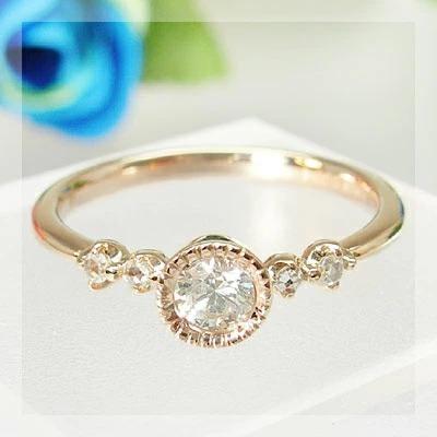 グレードダイヤモンド ローズカットダイヤ リング PT900 K18 K10対応 誕生石 4月の画像