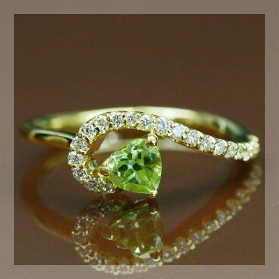 P+10％中 ペリドット ダイヤモンド プティ・ハート”ピンキーリング 誕生石 4月 8月 PT900 K18 K10対応 | 