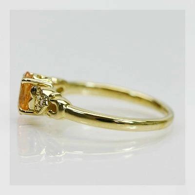 ハートで映えるセンターストーン スペサタイトガーネット ダイヤモンドリング 誕生石 1月 PT900 K18 K10対応の画像