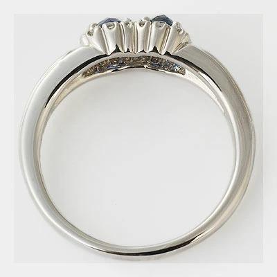 サンエンタープライズ社のローズカットブルーサファイア ローズカットダイヤリング 誕生石 4月 9月 PT900 K18 K10対応の画像