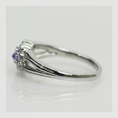 ピンク＆バイオレットサファイア ローズカットダイヤリング ツイン ビューティー 誕生石 4月 9月 PT900 K18 K10対応の画像