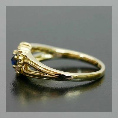 ツイン ビューティー ルビー ブルーサファイア ローズカットダイヤリング 誕生石 4月 7月 9月 PT900 K18 K10対応の画像