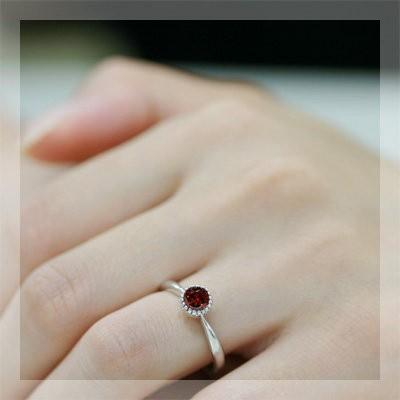5ミリガーネットミル打デザインリング 誕生石 1月 PT900 K18 K10対応の画像