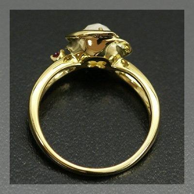 マジョレット 白蝶貝 ルビー ローズカットダイヤリング 誕生石 4月 7月 PT900 K18 K10対応の画像