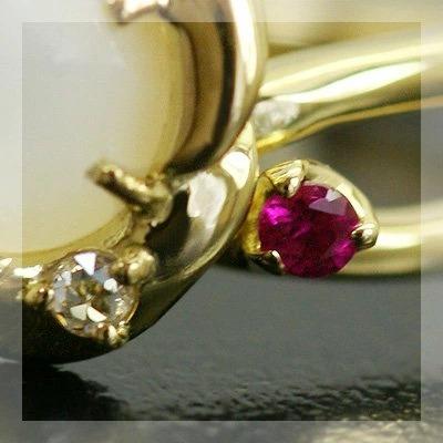 マジョレット 白蝶貝 ルビー ローズカットダイヤリング 誕生石 4月 7月 PT900 K18 K10対応の画像