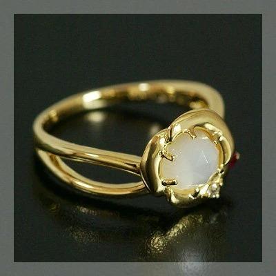 マジョレット 白蝶貝 ルビー ローズカットダイヤリング 誕生石 4月 7月 PT900 K18 K10対応の画像