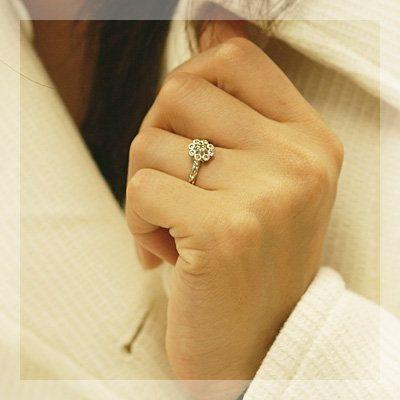 ローズカットダイヤモンドリング フェンネル 誕生石 4月 PT900 K18 K10対応の画像
