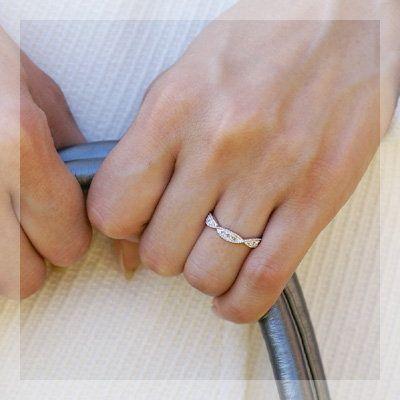 優雅なスパイラル ローズカットダイヤリング 誕生石 4月 PT900 K18 K10対応の画像