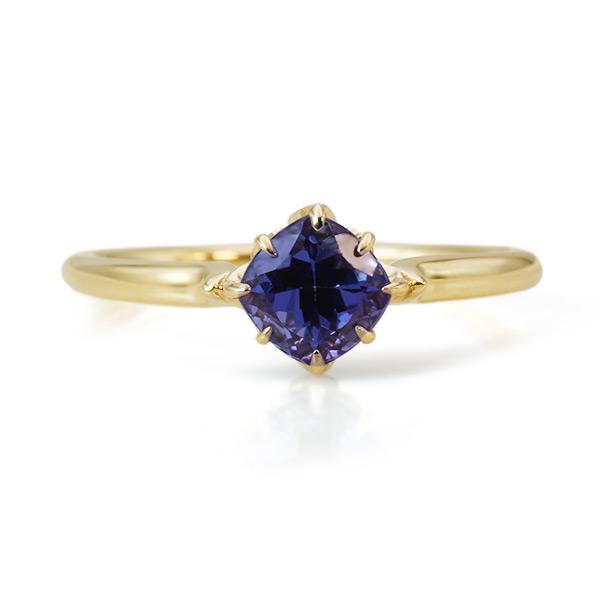 タンザナイト クッションカット リング フラワーレース 指輪 PT900 K18 K10対応 誕生石12月 | 