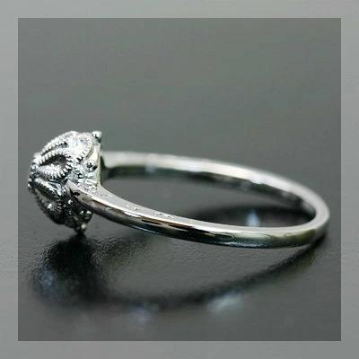 クラシカルボタン”ローズカットダイヤモンドリング 誕生石 4月 PT900 K18 K10対応の画像